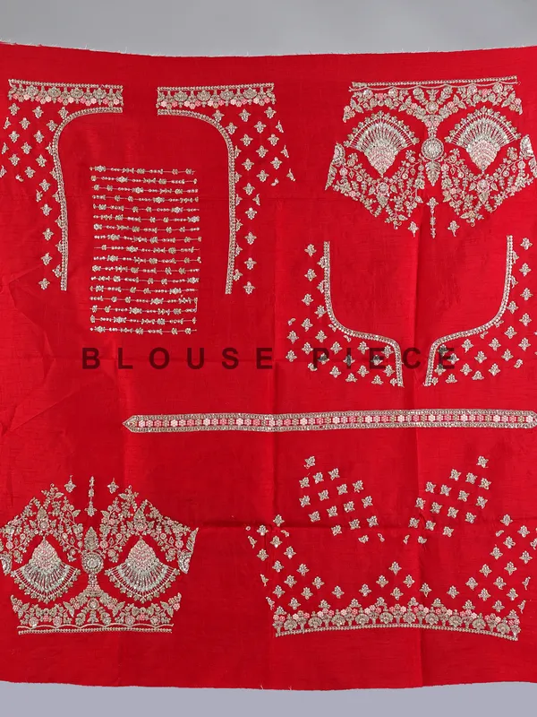 Red raw silk bridal lehenga choli with resham detailing