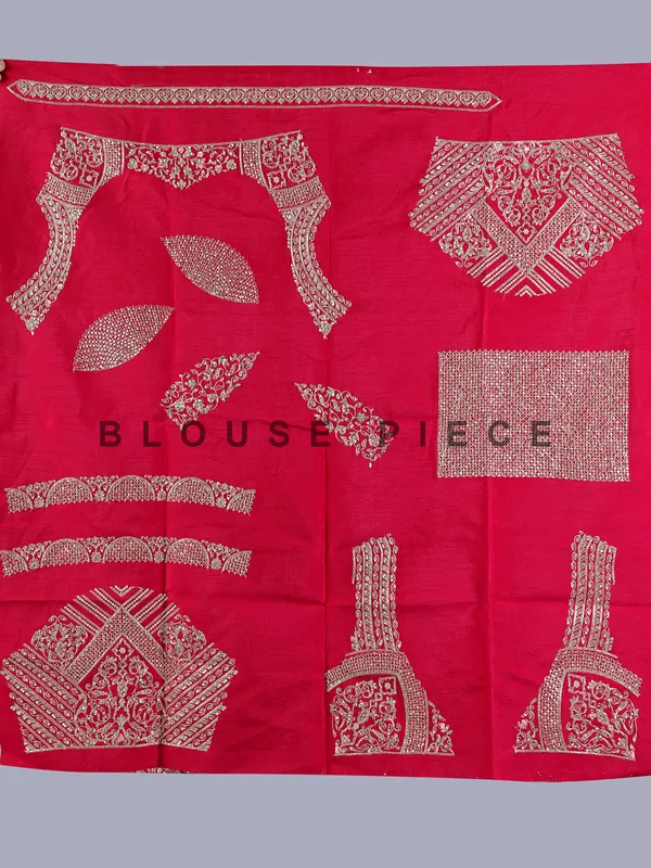 Red raw silk bridal lehenga choli with resham work