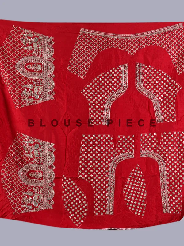 Red raw silk bridal lehenga choli with thread work