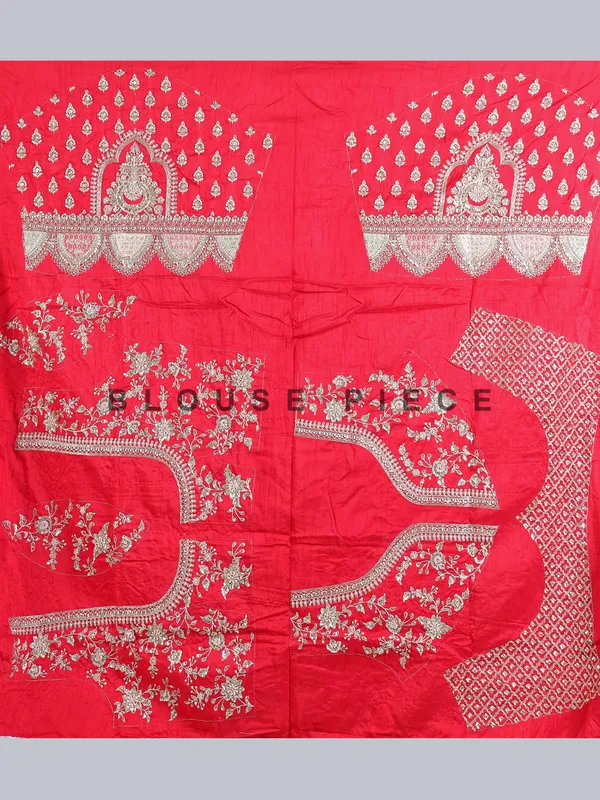 Red raw silk cutdana and resham bridal lehenga choli