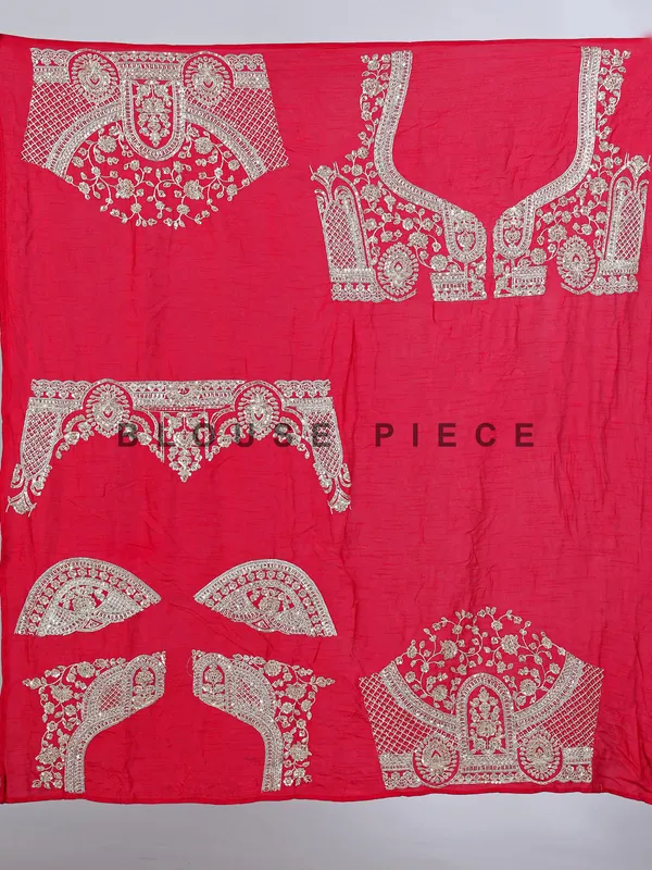 Red raw silk resham and cutdana bridal lehenga choli