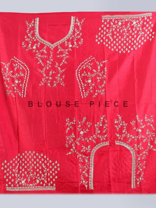 Red raw silk zardosi and beaded bridal lehenga choli