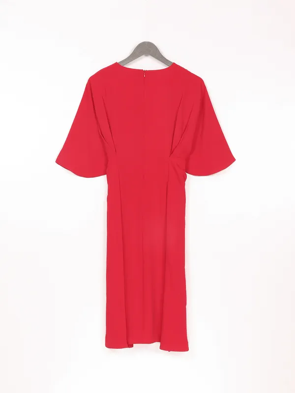 Red rayon cotton plain dress