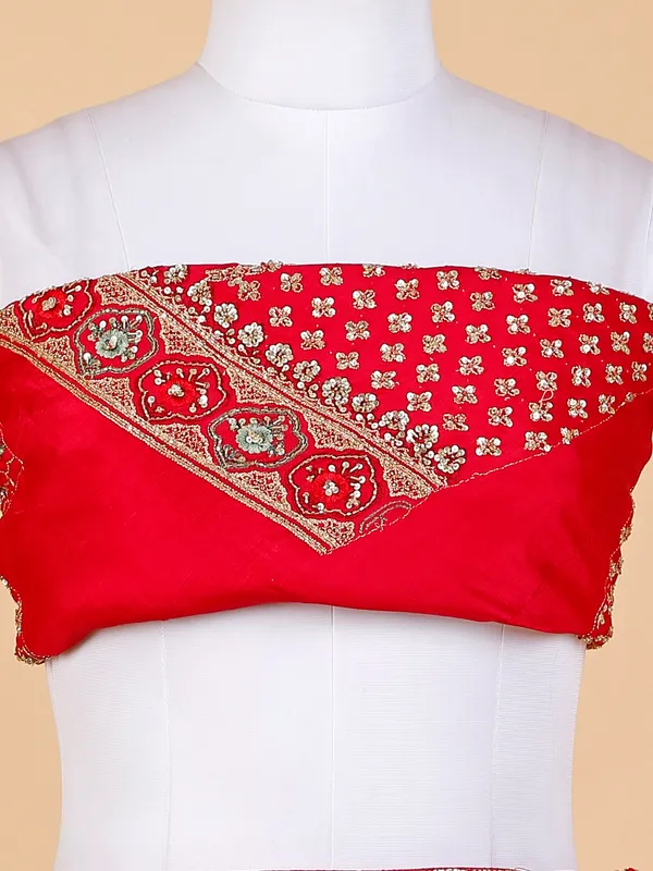 Red rich embroidery unstitched lehenga choli