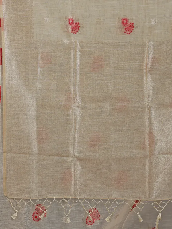 Red semi cotton silk saree for women festive wear