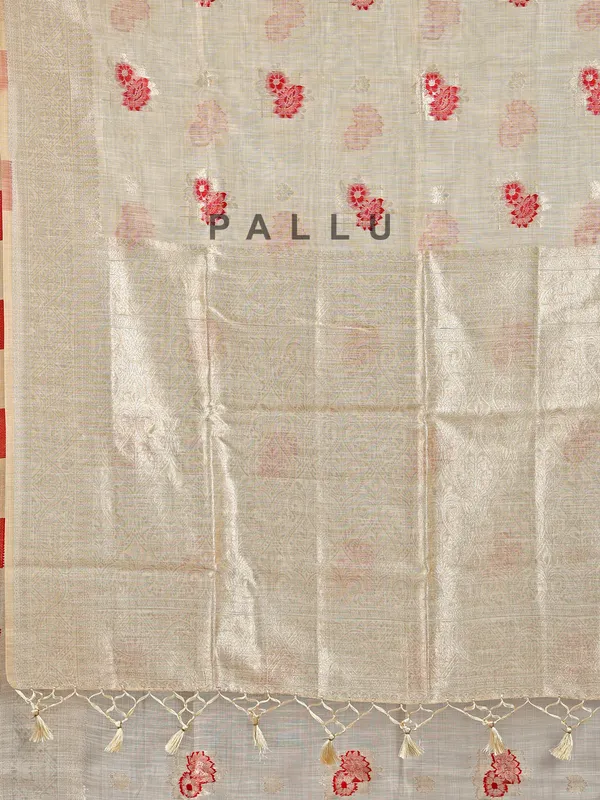 Red semi cotton silk saree for women festive wear