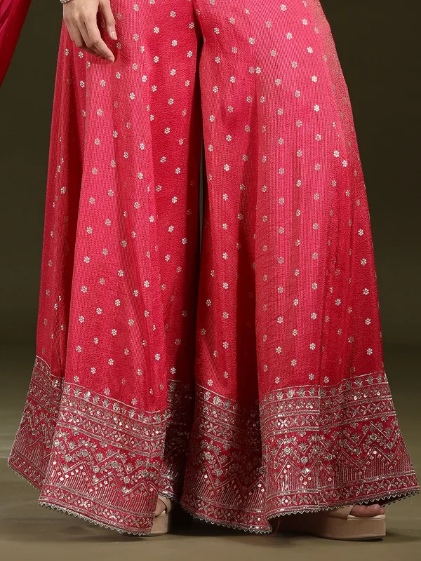 Red silk bridal palazzo salwar suit