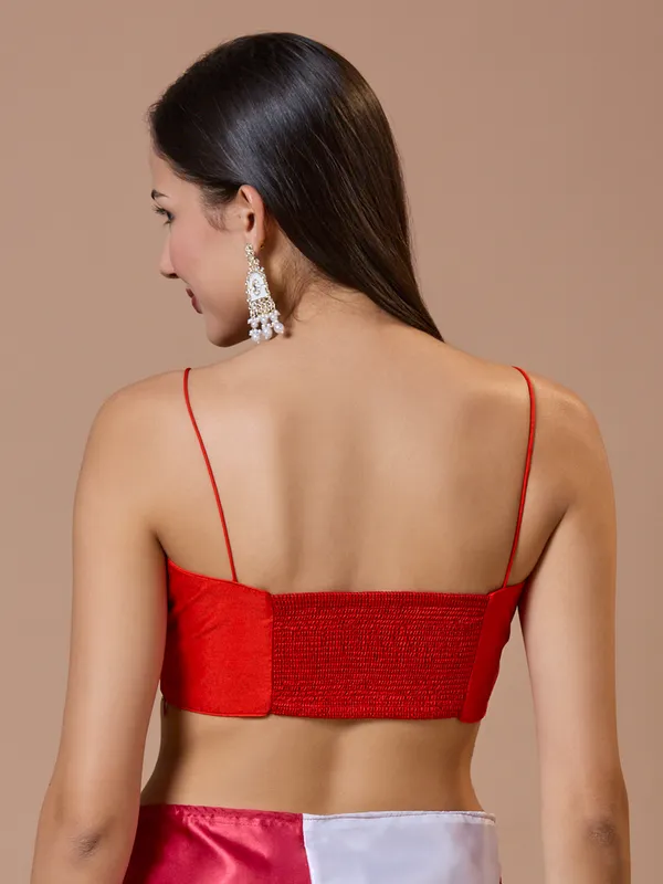 Red silk comfort fit ready made blouse