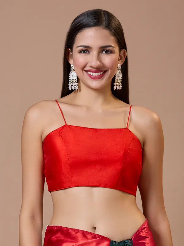 Red silk comfort fit ready made blouse