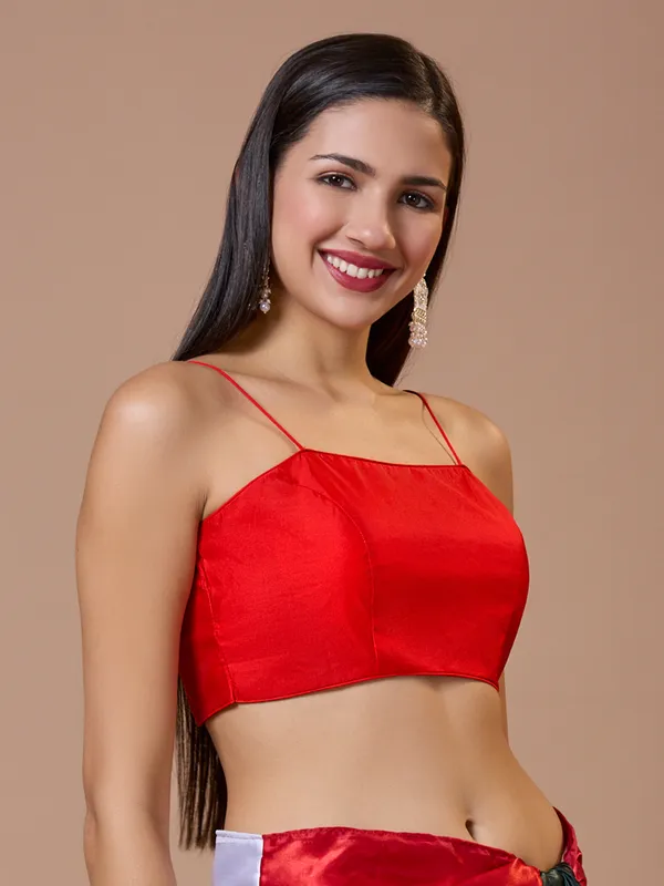 Red silk comfort fit ready made blouse