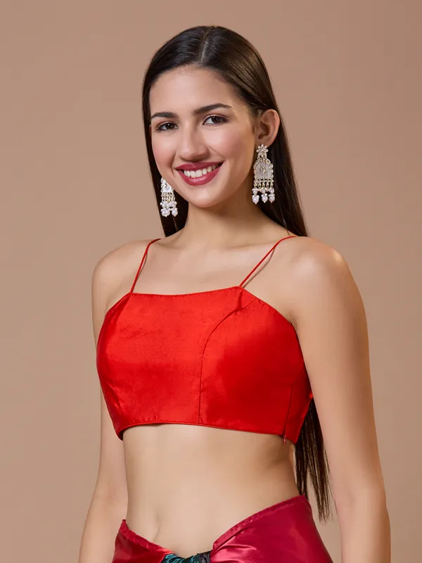 Red silk comfort fit ready made blouse