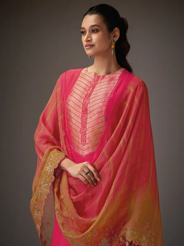 Red silk festive wear salwar suit for women