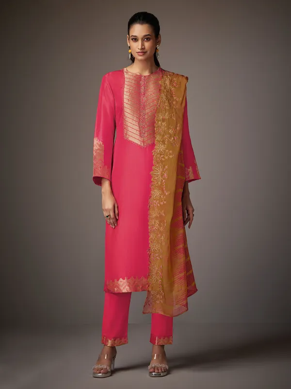 Red silk festive wear salwar suit for women