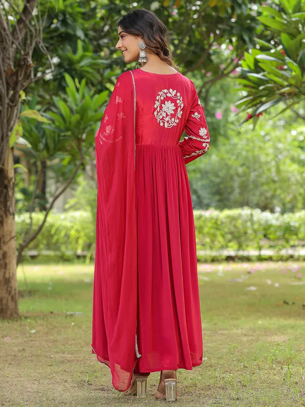 Red silk kurti set with dupatta