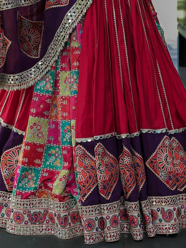 Red silk navratri lehenga choli