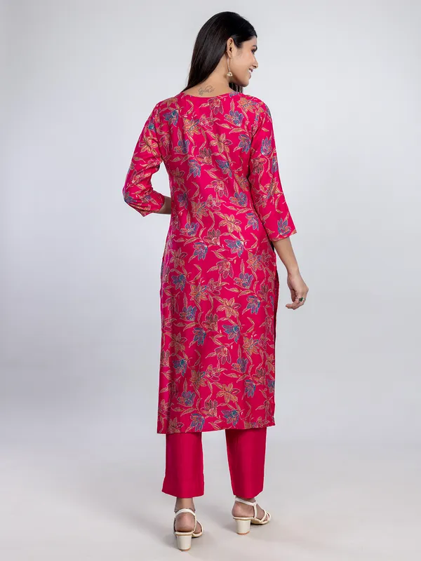Red silk printed kurti with print for women