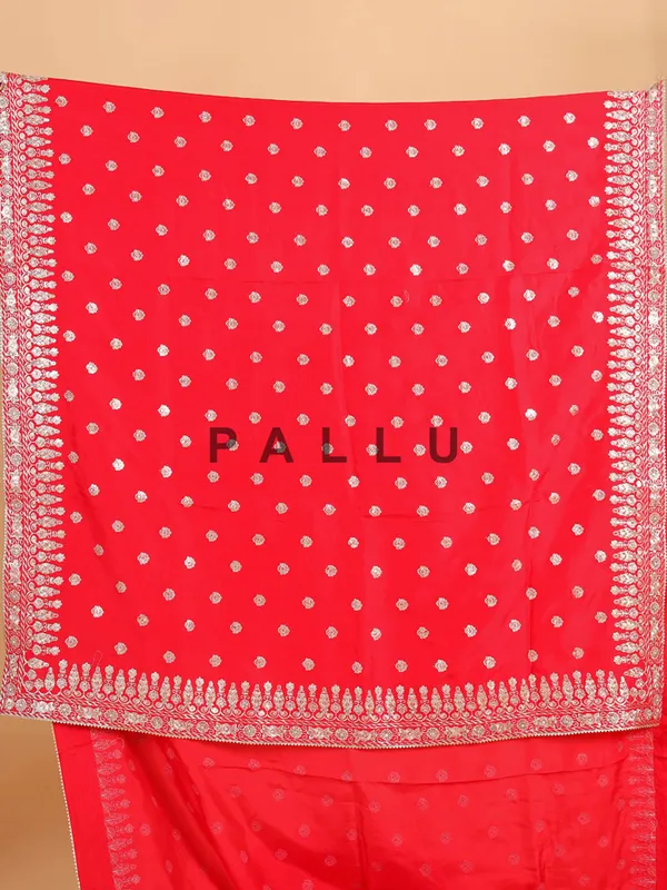 Red silk resham weaved saree for wedding