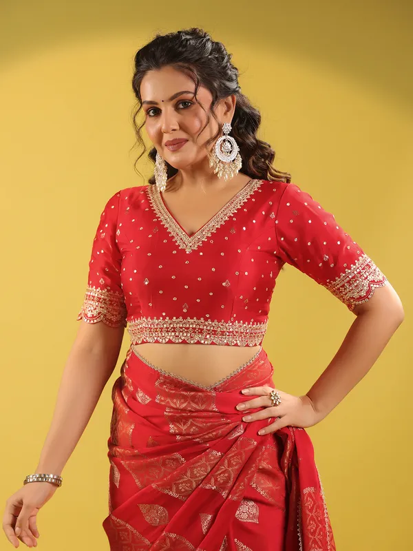 Red silk saree for elegant wedding wear