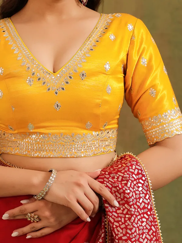 Red silk saree for wedding celebration