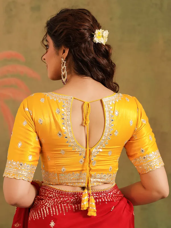 Red silk saree for wedding celebration