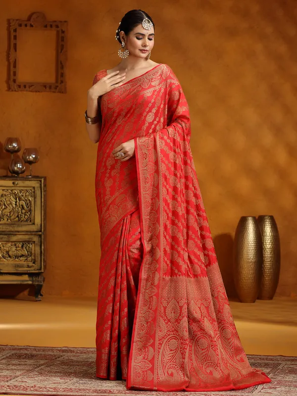 Red silk saree for wedding wear