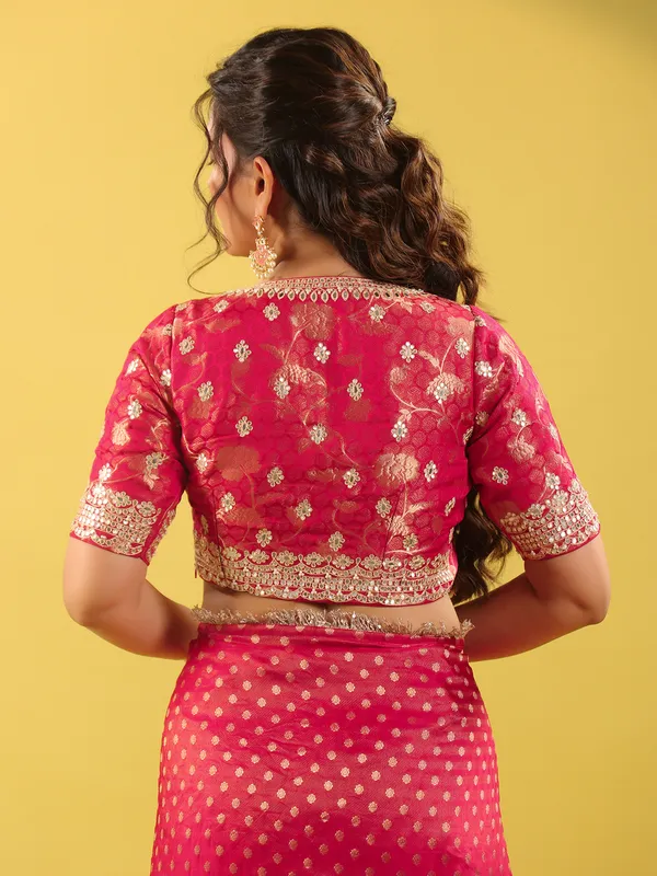 Red silk saree with aabla work for wedding collection