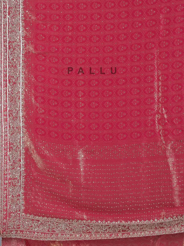 Red silk saree with zari embellishments