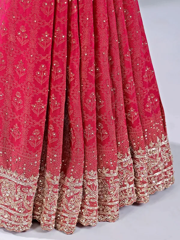 Red silk saree with zari embellishments