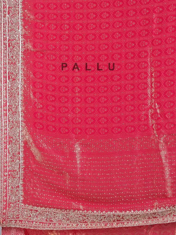 Red silk saree with zari embellishments