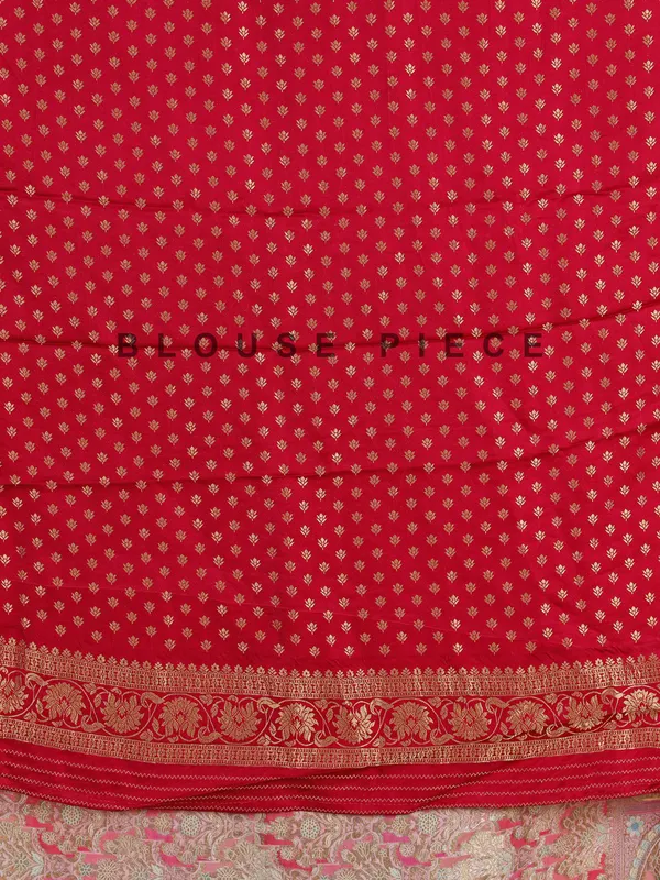 Red silk saree with zari weaving