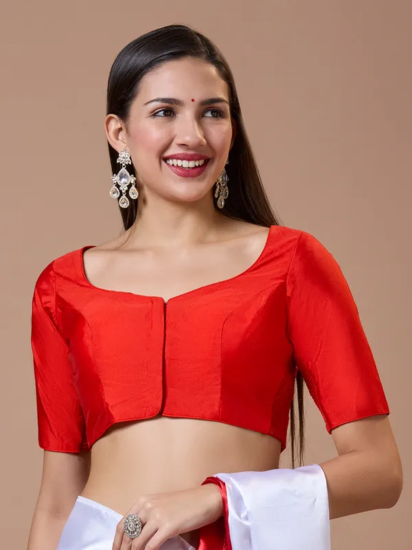 Red silk sweetheart neck comfort fit ready made blouse