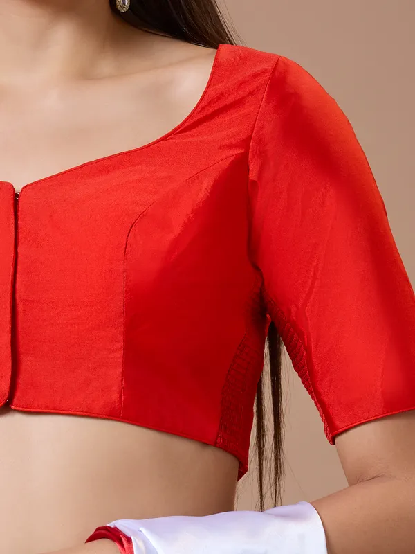 Red silk sweetheart neck comfort fit ready made blouse