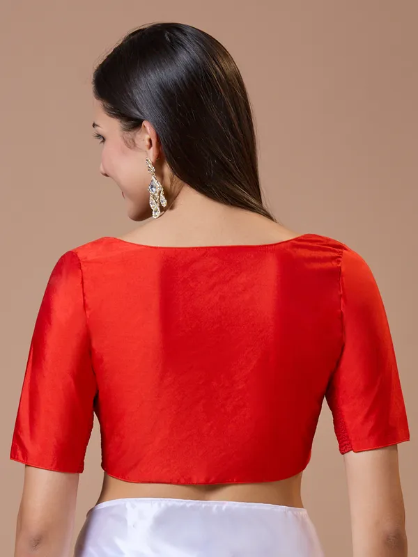 Red silk sweetheart neck comfort fit ready made blouse