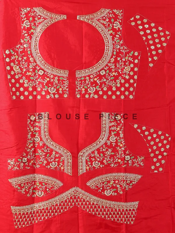 Red silk unstitched lehenga choli with dupatta