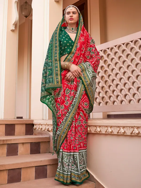 Red silk wedding saree with blouse