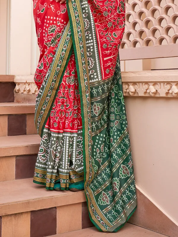 Red silk wedding saree with blouse