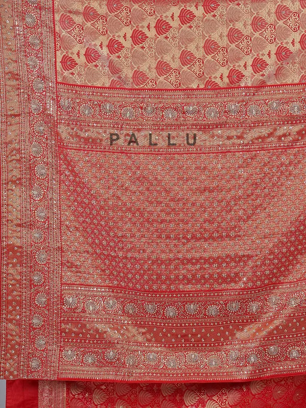 Red silk wedding wear saree with zari weaving
