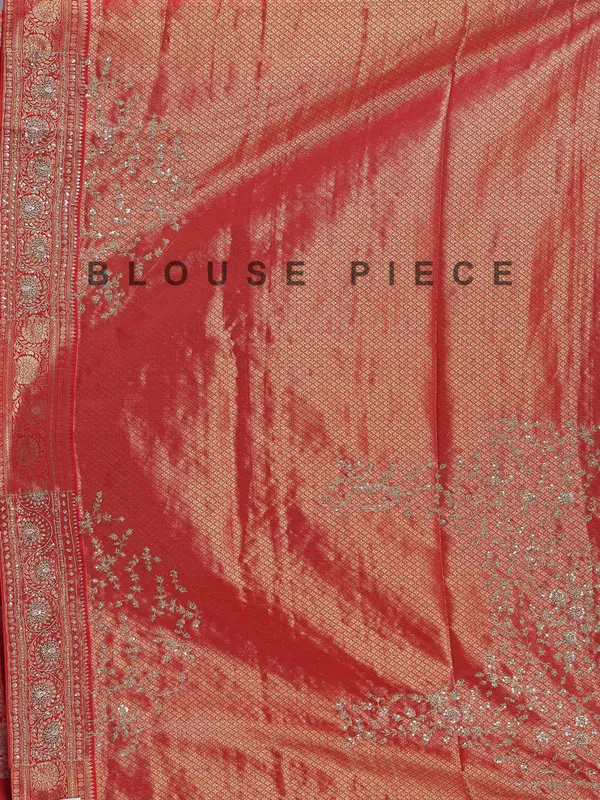 Red silk wedding wear saree with zari weaving