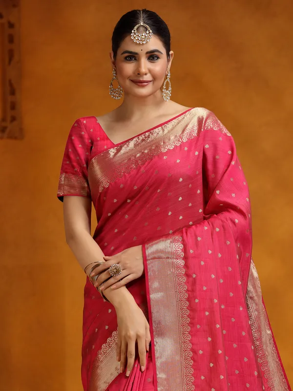 Red silk zari worked saree