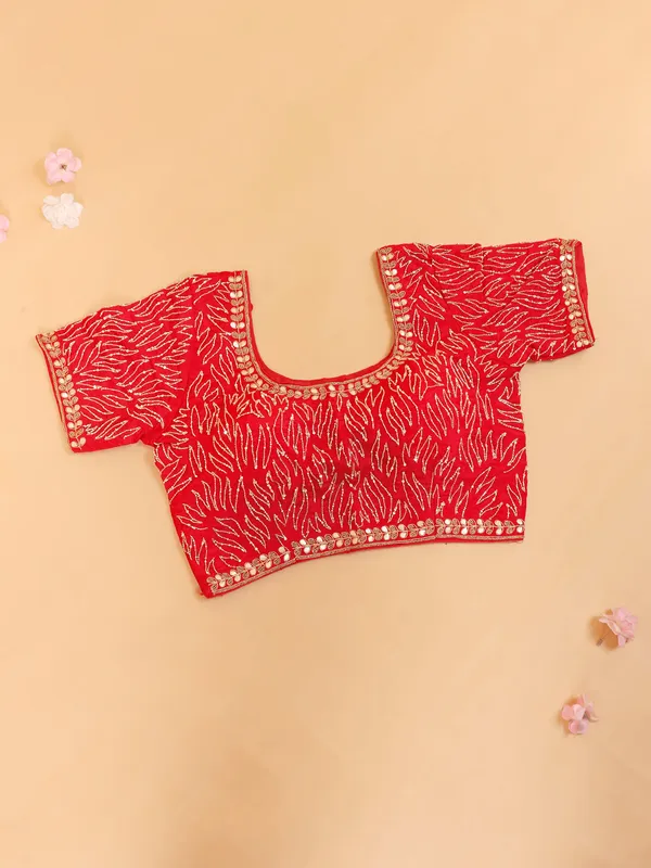 Red soft organza saree for women