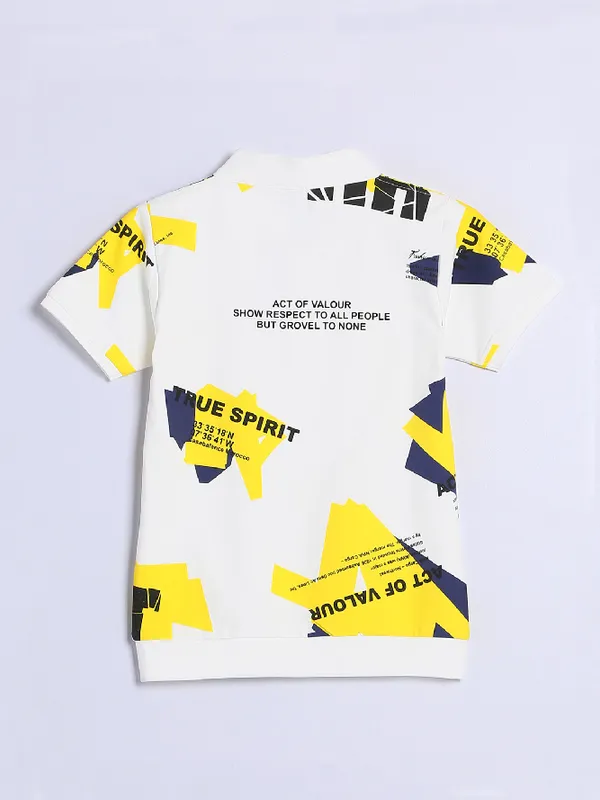 Red Sound cotton white and yellow t shirt