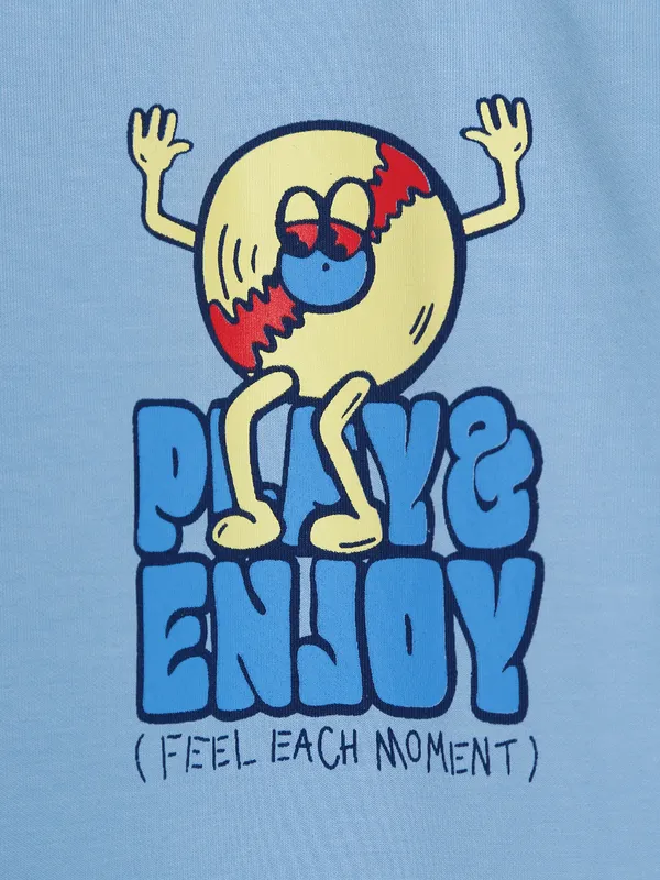 Red Sound sky blue cotton hooded t shirt