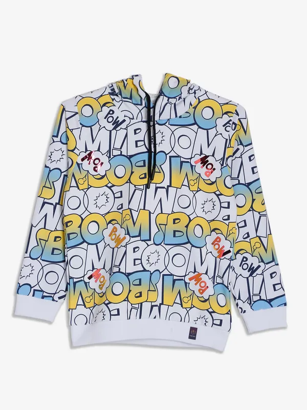 Red Sound white and yellow hooded t shirt