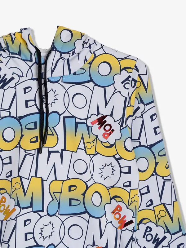 Red Sound white and yellow hooded t shirt