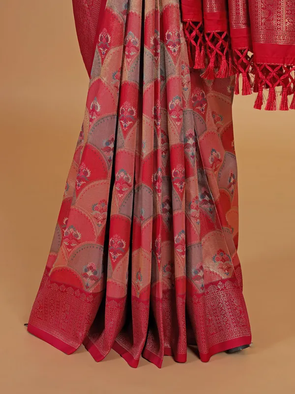Red stunning wedding wear silk saree