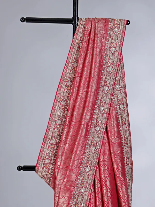 Red tissue silk wedding wear saree