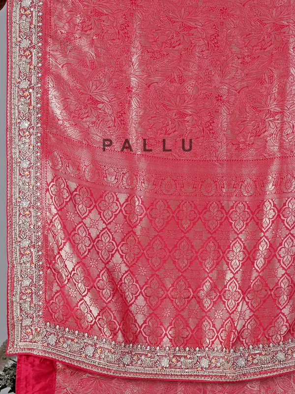 Red tissue silk wedding wear saree