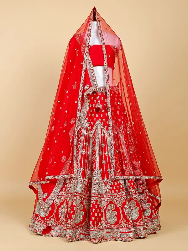 Red traditional lehenga choli for bridal