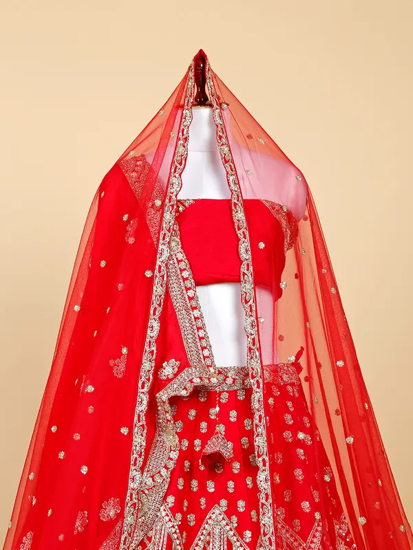 Red traditional lehenga choli for bridal