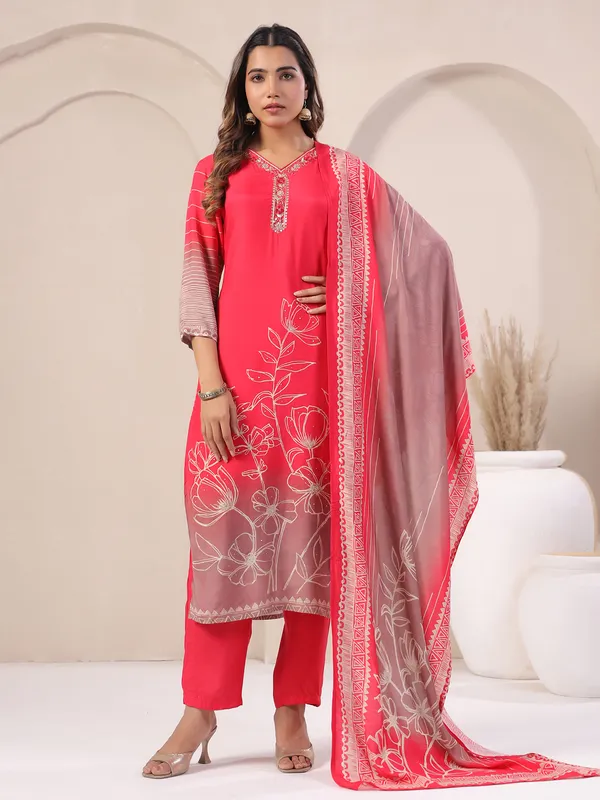 Red vibe straight kurti set for casual days
